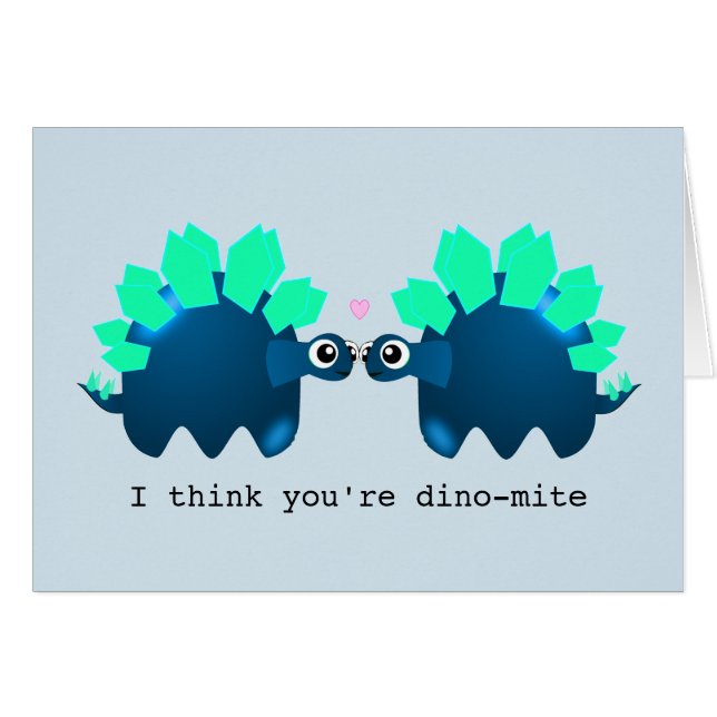 Cute Dinosaur "dino-mite"-verjaardagskaart (Voorkant Horizontaal)