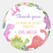 Cute Dinosaur Étiquette Baby shower d'anniversaire (Devant)