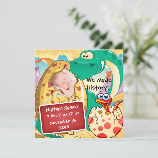 Cute Dinosaur Faire-part de naissance (Debout devant)