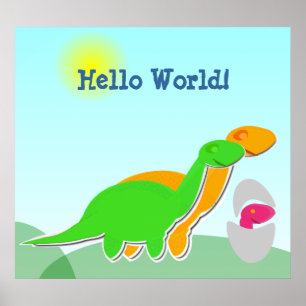 Cute Dinosaur Familie kleine Roze Dino Ei Poster