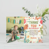 Cute Dinosaur fête d'anniversaire Carte de remerci (Debout devant)