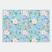 Cute dinosaur floral illustration kinder party inpakpapier vel (Voorkant)