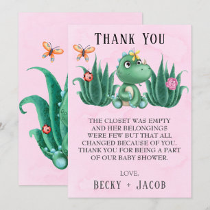 Cute Dinosaur Friends Baby shower Hartelijk dank Bedankkaart