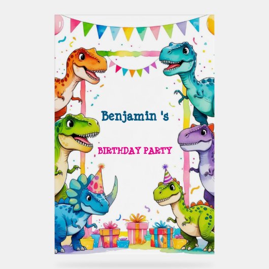 Cute Dinosaur Garçon Joyeux anniversaire fête colo (Recto)