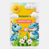 Cute Dinosaur Garçon Joyeux anniversaire fête colo (Recto)