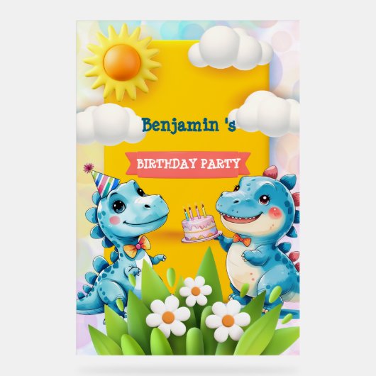 Cute Dinosaur Garçon Joyeux anniversaire fête colo (Recto)
