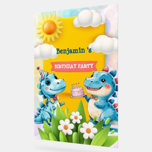 Cute Dinosaur Garçon Joyeux anniversaire fête colo (Angle)