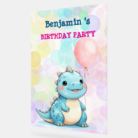 Cute Dinosaur Garçon Joyeux anniversaire fête colo (Angle)