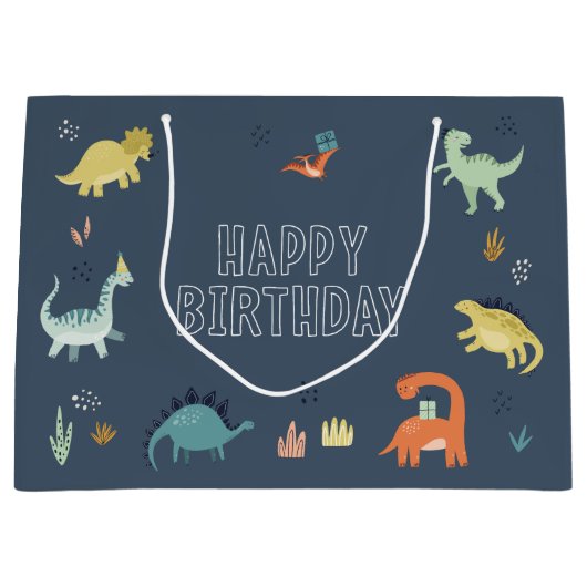 Cute Dinosaur Gift Bag Groot Cadeauzakje (Voorkant)