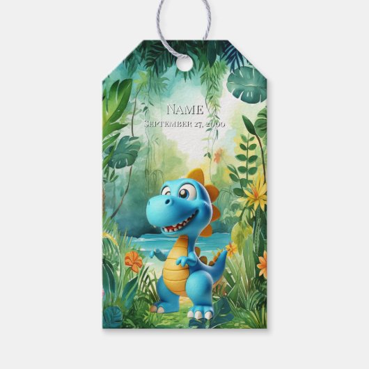 Cute Dinosaur Gift Label Cadeaulabel (Voorkant)