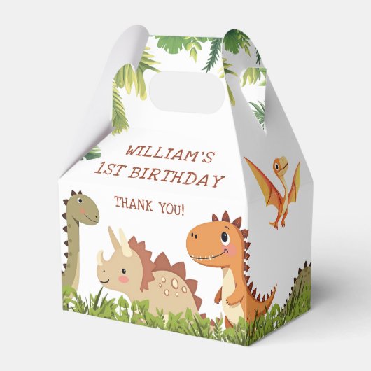 Cute Dinosaur Groene Verjaardagsfeest Favorieten D Bedankdoosjes (Achterkant)