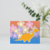 Cute Dinosaur in Flower Field Briefkaart (Staand voorkant)