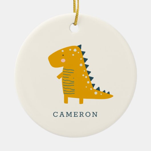 Cute Dinosaur in Yellow Personalized Keramisch Ornament (Voorkant)