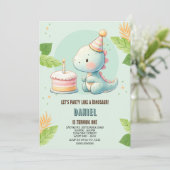 Cute Dinosaur Invitation Anniversaire (Debout devant)