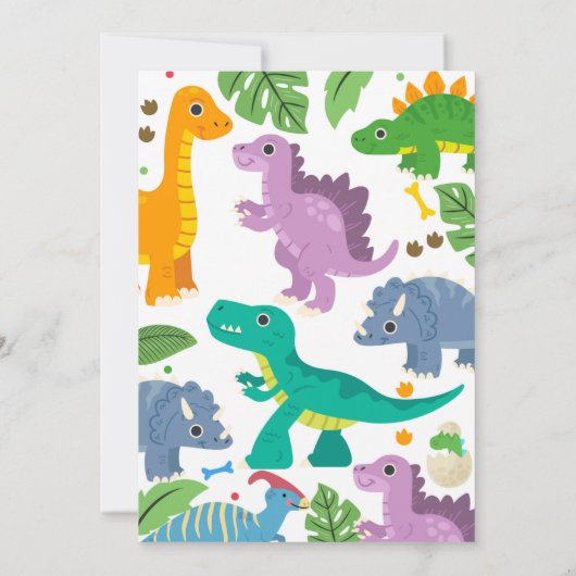 Cute Dinosaur Invitation Anniversaire (Dos)