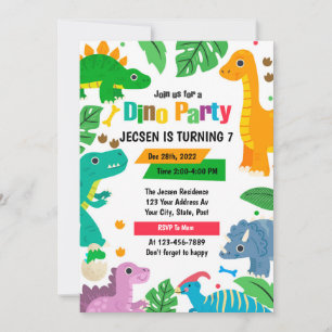 Cute Dinosaur Invitation Anniversaire