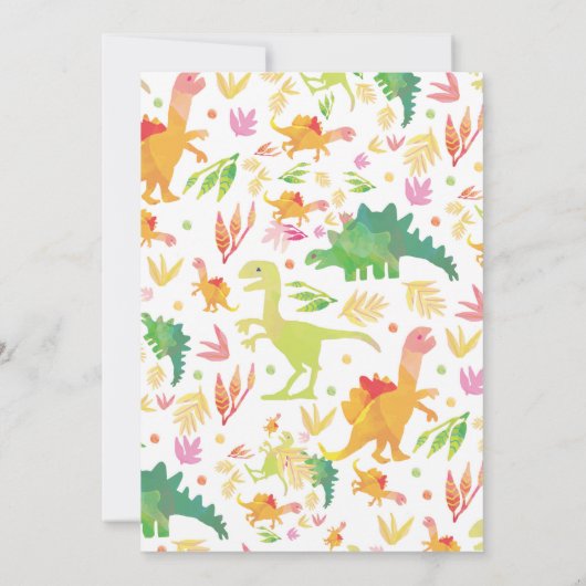Cute Dinosaur Invitation Anniversaire (Dos)