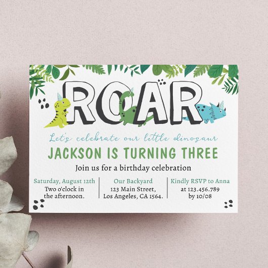 Cute Dinosaur Invitation Anniversaire