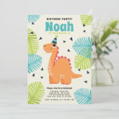 Cute Dinosaur Invitation de fête d'anniversaire (Debout devant)