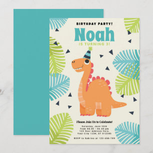 Cute Dinosaur Invitation de fête d'anniversaire
