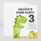 Cute Dinosaur Invitation de fête d'anniversaire (Devant / Derrière)