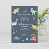 Cute Dinosaur Invitation de fête d'anniversaire (Debout devant)