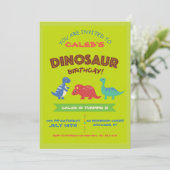 Cute Dinosaur Invitation de fête d'anniversaire (Debout devant)
