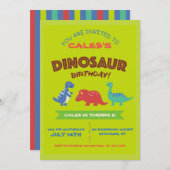 Cute Dinosaur Invitation de fête d'anniversaire (Devant / Derrière)