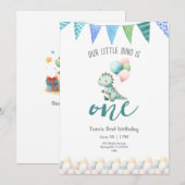 Cute Dinosaur Invitation de fête d'anniversaire (Devant / Derrière)