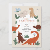 Cute Dinosaur Invitation de fête d'anniversaire (Devant)
