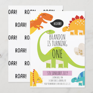 Cute Dinosaur Invitation de fête d'anniversaire