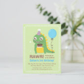Cute Dinosaur Invitations de fête d'anniversaire (Debout devant)