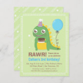 Cute Dinosaur Invitations de fête d'anniversaire (Devant / Derrière)