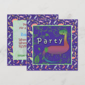 Cute Dinosaur Invitations de fête d'anniversaire (Devant / Derrière)