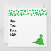 Cute Dinosaur Invitations de fête d'anniversaire (Dos)