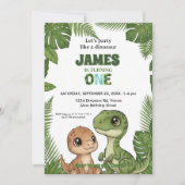 Cute Dinosaur Jungle First Birthday Invitation (Devant)