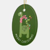 Cute Dinosaur-kerstfoto Keramisch Ornament (Links)
