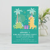 Cute Dinosaur Kids Birthday Uitnodiging (Staand voorkant)