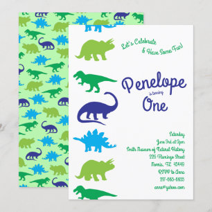 Cute Dinosaur Kinder 1st Birthday Dino Party Kaart