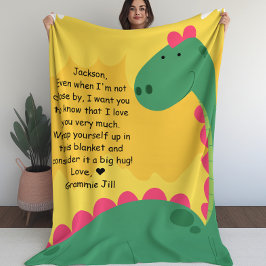 Cute Dinosaur Kinder Blanket met Custom Message Fleece Deken