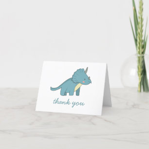 Cute Dinosaur Kinderverjaardag Triceratops Feest Bedankkaart