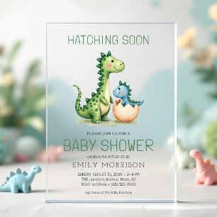 Cute Dinosaur Komt Eraan Baby Shower Acryl Uitnodigingen
