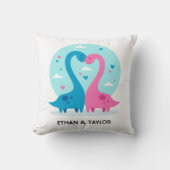 Cute Dinosaur Koppel Persoonlijke Valentijnsdag  Kussen (Voorkant)