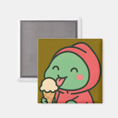Cute Dinosaur Manger Crème de glace - Aimant de cu (Recto/Verso)