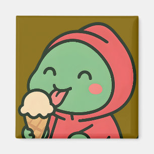 Cute Dinosaur Manger Crème de glace - Aimant de cu