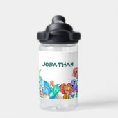 Cute Dinosaur Monogram name Waterfles (Achterkant)