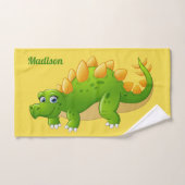 Cute Dinosaur nom personnalisé & ensemble de servi (Serviette à main)