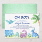 Cute Dinosaur Oh Boy Baby shower Invitation (Devant / Derrière)