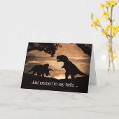 Cute Dinosaur Old Friendship Hallo Kaart (Gele Bloem)