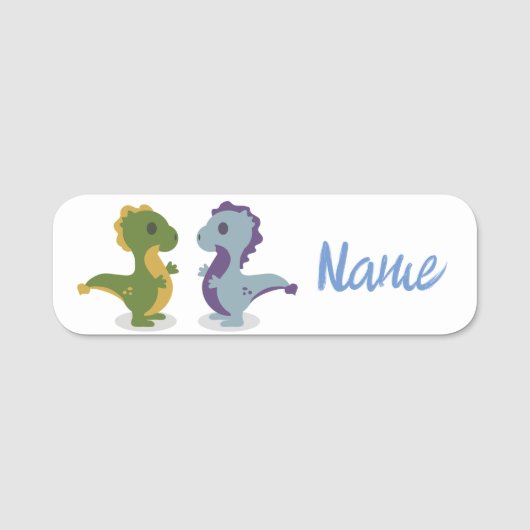 Cute Dinosaur Pair Thunder_Cove Naamplaatje (Voorkant)